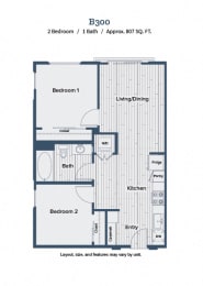 2 beds, 1 bath, 807 sqft, $3,975