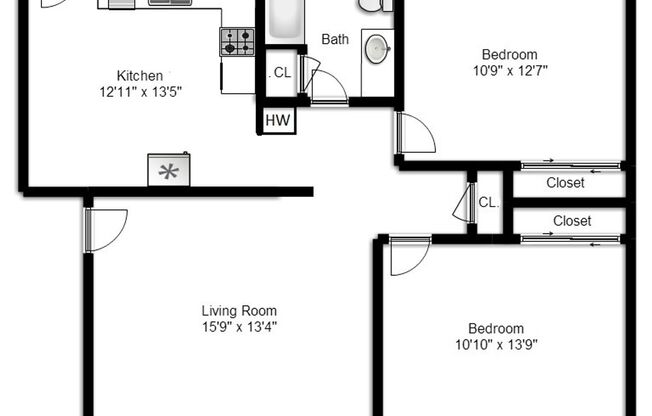 2 beds, 1 bath, 903 sqft, $1,170, Unit J-4