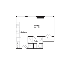 Studio, 1 bath, 504 sqft, $1,524