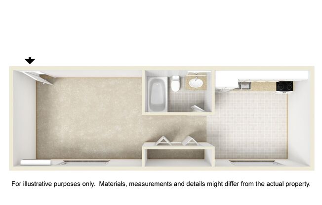 Studio, 1 bath, 438 sqft, $900, Unit 102