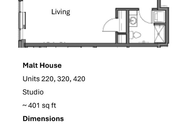 Studio, 1 bath, 398 sqft, $1,250, Unit 220