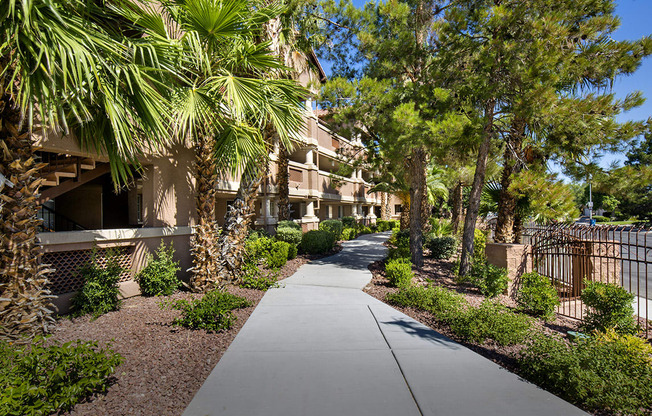 Lush landscaping around community