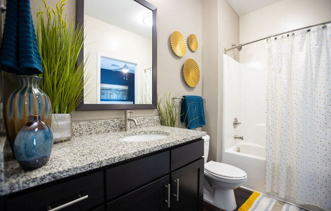 a bathroom with a sink and a toilet and a shower