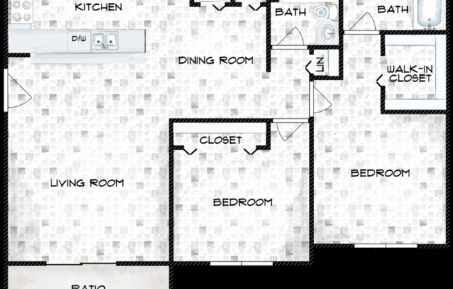 2 beds, 2 baths, 999 sqft, $2,049