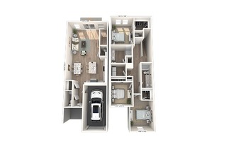 TH-C2: 3-bedroom, 2.5-bathroom townhome layout