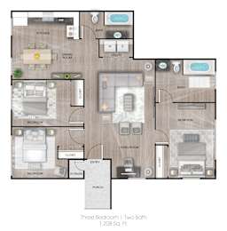 3 beds, 2 baths, 1,208 sqft, $1,997