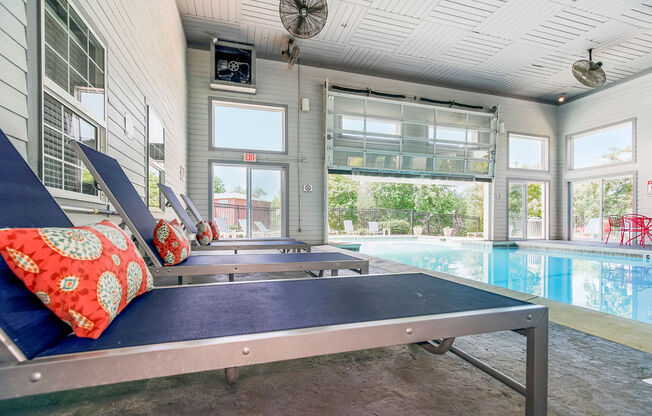 Lounger Chairs Along The Pool Sundeck