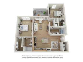 2 beds, 2 baths, 1,157 sqft, $1,620