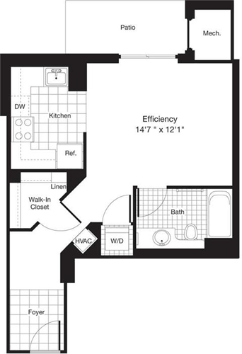 Studio, 1 bath, 498 sqft, $2,324