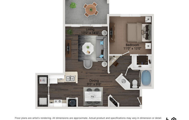 1 bed, 1 bath, 793 sqft, $1,359