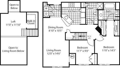 2 beds, 2 baths, 1,270 sqft, $2,562, Unit 1442