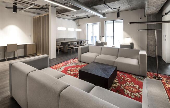 Comfortable Seating Area in Resident Co-Working Area at 1724 Highland, Los Angeles, California