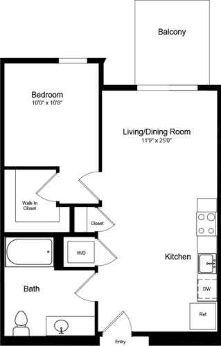 1 bed, 1 bath, 651 sqft, $4,764, Unit 525