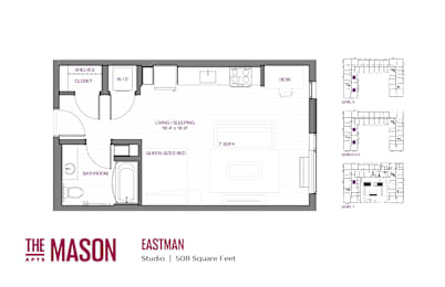 Studio, 1 bath, 508 sqft, $1,440