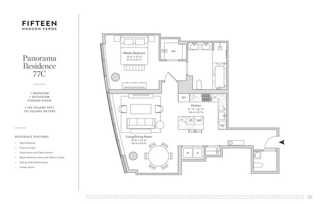 1 bed, 1.5 baths, 1,130 sqft, $16,900, Unit 77C