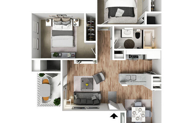 2 beds, 1 bath, 825 sqft, $1,225