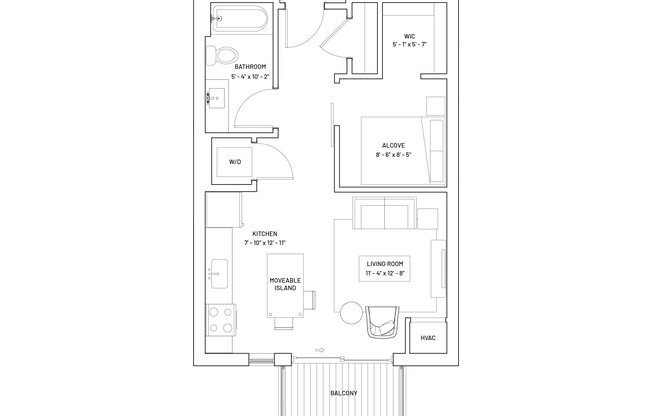 Studio, 1 bath, 573 sqft, $1,865