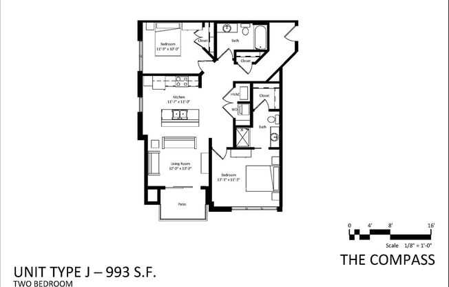 2 beds, 2 baths, 993 sqft, $2,350, Unit 415