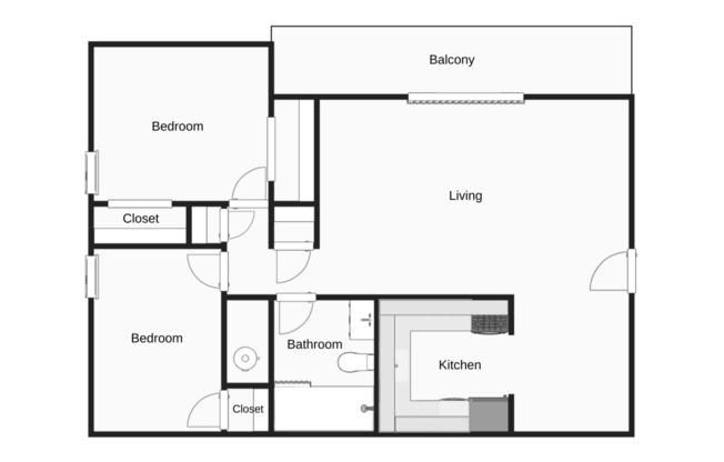 2 beds, 1 bath, 860 sqft, $1,293