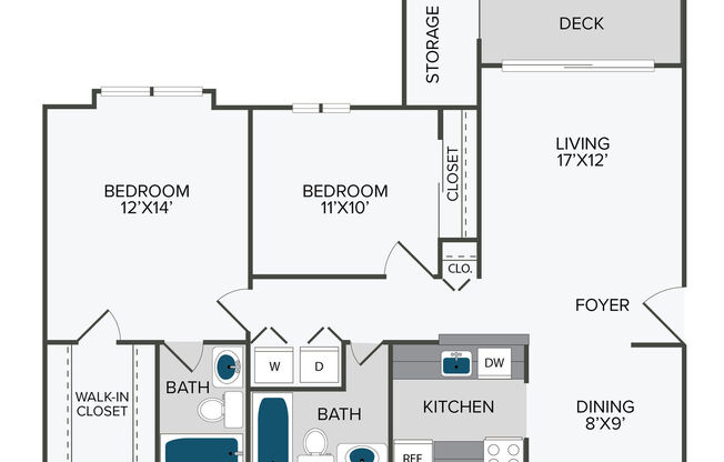 2 beds, 2 baths, 954 sqft, $2,422