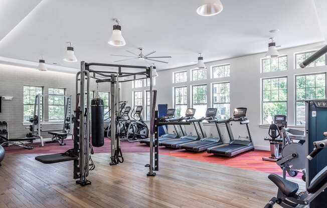 Fitness center with cardio and weight machines
