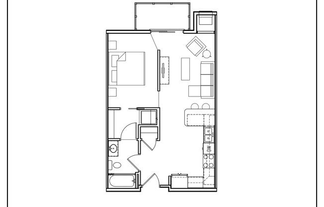 Studio, 1 bath, 584 sqft, $1,395, Unit 106