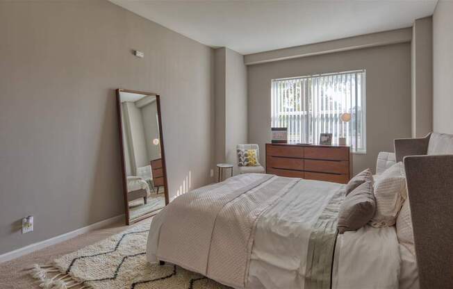Bedroom with Neutral Decor at The Lafayette, Virginia, 23508