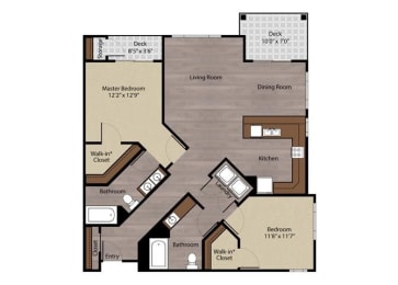 2 beds, 2 baths, 1,227 sqft, $2,055