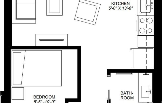 1 bed, 1 bath, 470 sqft, $1,127, Unit E206