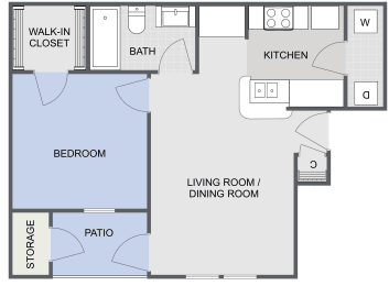 1 bed, 1 bath, 597 sqft, $1,088