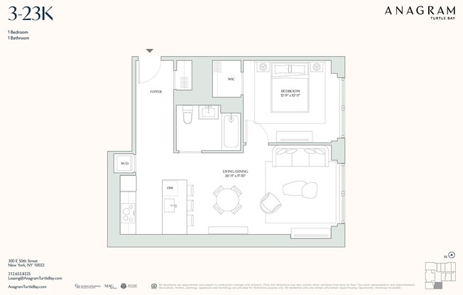1 bed, 1 bath, 752 sqft, $7,458