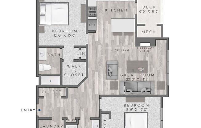 2 beds, 2 baths, 1,240 sqft, $3,285