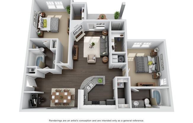 2 beds, 2 baths, 1,198 sqft, $1,434, Unit 0402