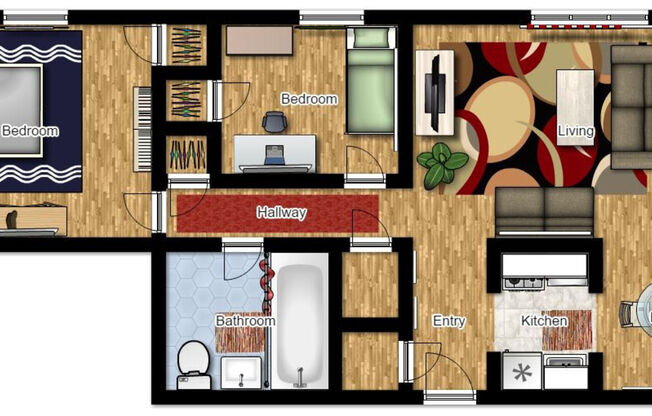 2 beds, 1 bath, 875 sqft, $1,395