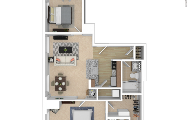2 beds, 2 baths, 828 sqft, $3,555