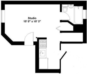 Studio, 1 bath, 260 sqft, $1,124