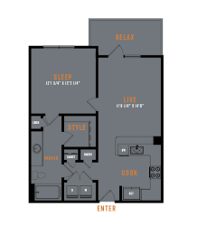 1 bed, 1 bath, 708 sqft, $1,308