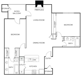 2 beds, 2 baths, 1,006 sqft, $1,614