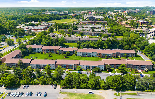 a view of the campus from the air