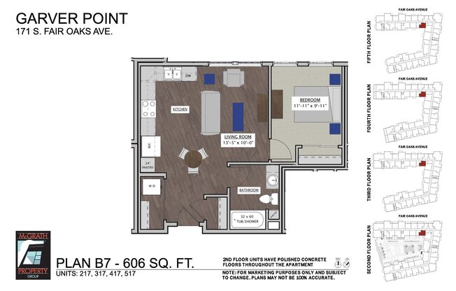 1 bed, 1 bath, 606 sqft, $1,600, Unit 417