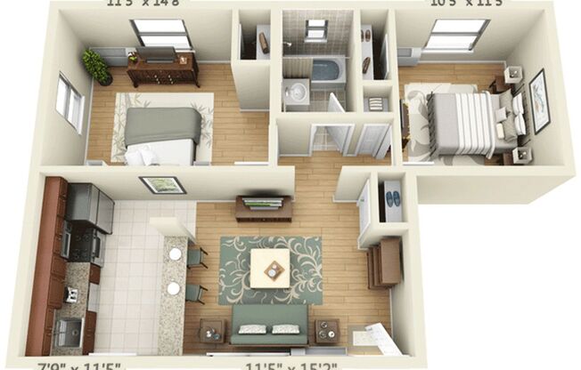 2 beds, 1 bath, 660 sqft, $2,775
