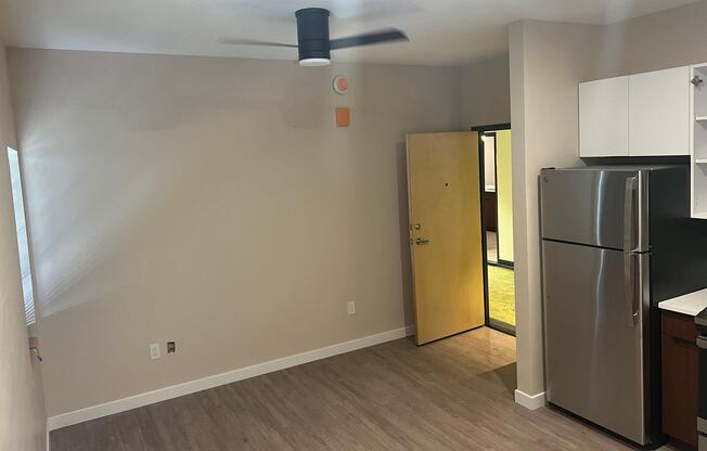 a stainless steel refrigerator in a kitchen