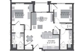 2 beds, 2 baths, 951 sqft, $2,000, Unit 407