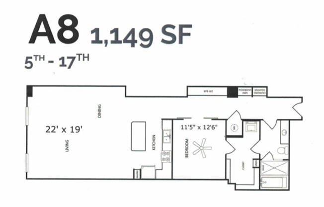 1 bed, 1 bath, 1,149 sqft, $3,056, Unit 601