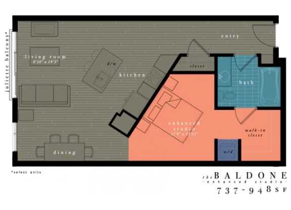 Studio, 1 bath, 737 sqft, $1,568