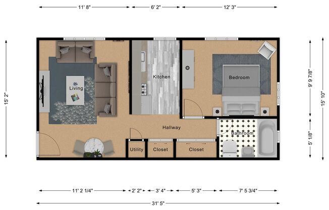 1 bed, 1 bath, 500 sqft, $825, Unit 1734-07