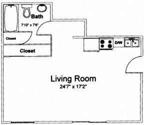 Studio, 1 bath, 480 sqft, $785