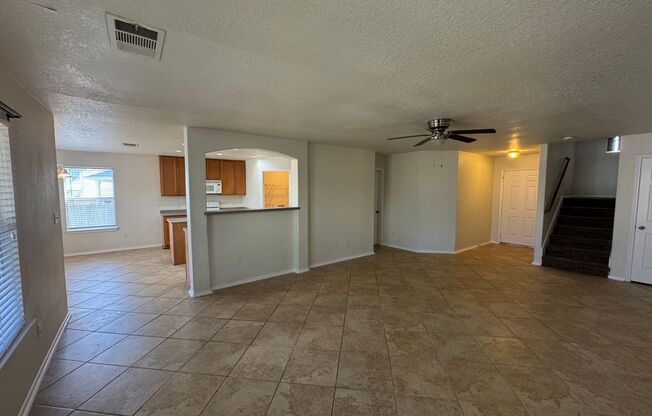 CUTE 2-STORY NESTLED ON A CUL-DE-SAC FEATURING AN ISLAND KITCHEN WITH STOVE/RANGE, DISHWASHER, MICROWAVE & REFRIGERATOR*2 LIVING AREAS W/ TILED FLOORING DOWN & LAMINATE UP*CEILING FANS*MASTER BATH HAS SEPARATE SHOWER & GARDEN TUB*WALK-IN CLOSET*COVERED PA