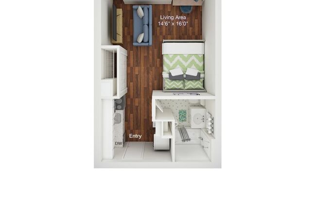 Studio, 1 bath, 368 sqft, $1,525, Unit 113