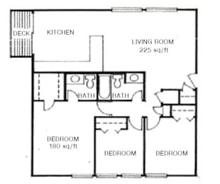 3 beds, 1.5 baths, 960 sqft, $1,300